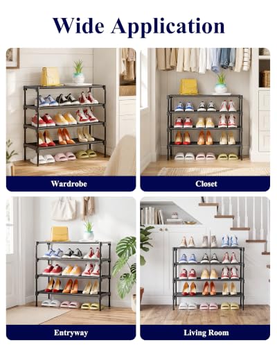 Shoe Rack Non (Black / 27.5" Wide - 4 Tier)