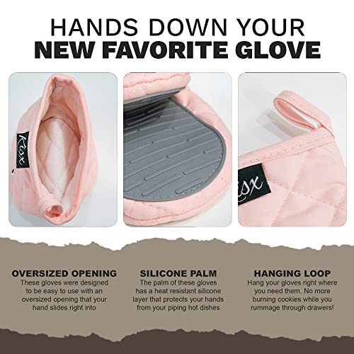 Pink Silicone Oven Mitts & Pot Holders Set (Pink / Mini)