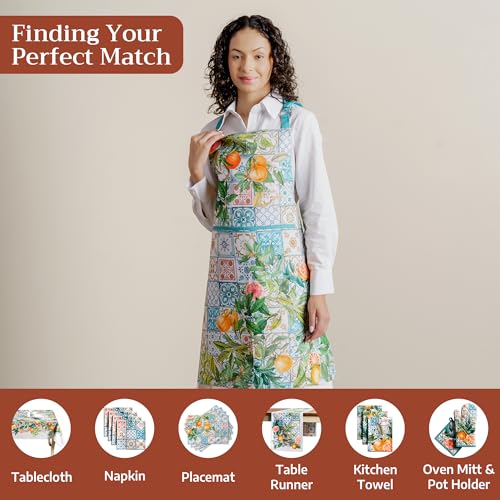 Aprons for women with Pocket 100% Cotton Pack of 1 (015 - Agrume)