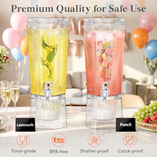 1.6 Gallon Drink Dispenser for Parties with Fruit Infuser 2 Pcs (Large-1.6 Gal)