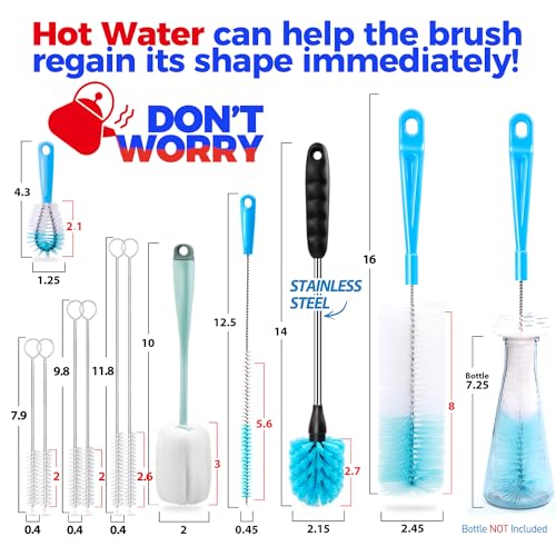 Bottle Brush Tube Cleaning Lab Set with Long Handle (Green)