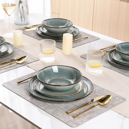 Ceramic Dinner Plates Set of 6 (Blue Sea / 10.5 Inch)