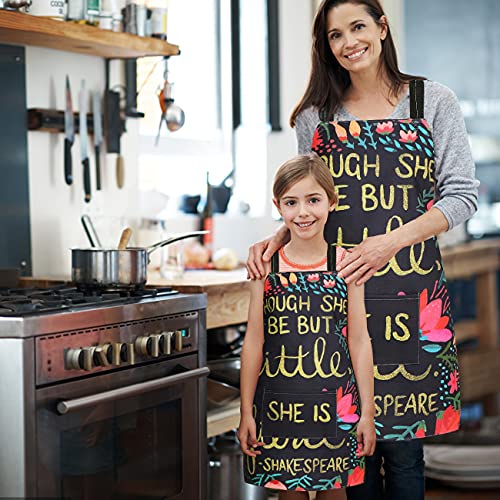 2 Pack Cotton Linen Parent and Child Apron with Pockets (Shakespeare)
