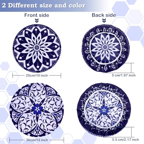 2 Large Reusable Beeswax Bowl Covers for Bread Proofing and Food Cover (Geometric Floral)