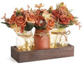 Fall Centerpieces for Tables Dining Room Decor with Mason Jar Lights (Orange / small)