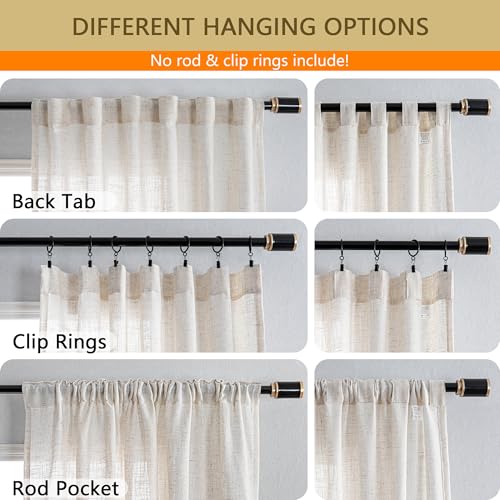 Linen Sliding Glass Door Curtains for Living Room 84 Inches Long (100"W x 84"L (Pack of 1) / Linen)