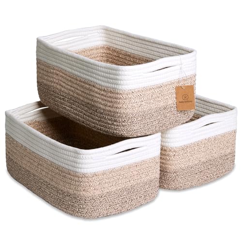 13.5”x8.5”x5.5” Storage Baskets for Shelves 3 Pack (3-Tone Brown / 13.5" x 8.5" x 5.5")