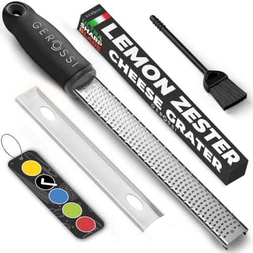 Stainless Steel Cheese Grater & Lemon Zester w (Black)