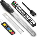 Stainless Steel Cheese Grater & Lemon Zester w (Black)