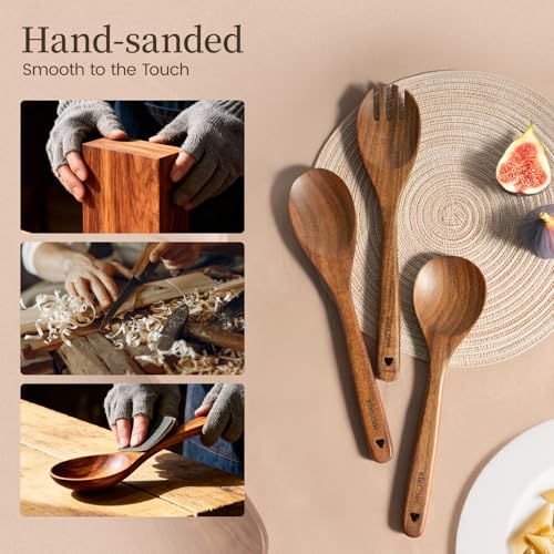 7 PCS Durable Natural Teak Wooden Cooking Utensils Set (7-Piece Set)