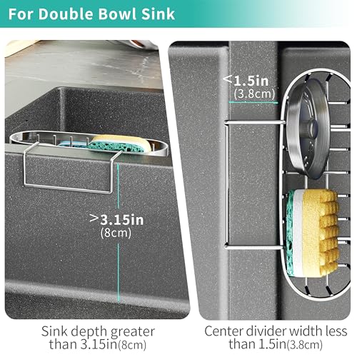 Sponge Holder for Kitchen Sink (Silver-only Hanging / with M-shaped Holder Only hanging)