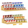 2 Pack Expandable Bamboo Can Organizer for Pantry Display (（12.4"-24"W × 10.8"D × 4.5"H）*2 / Bamboo)