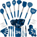 34 PCs Silicone Kitchen Utensils Set (Blue / Set)