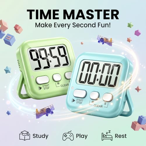 2 Pack Digital Timer for Kids Classroom Kitchen Timers for Cooking (2 * Amazing Macaron ( 98%+choice for Kids ))