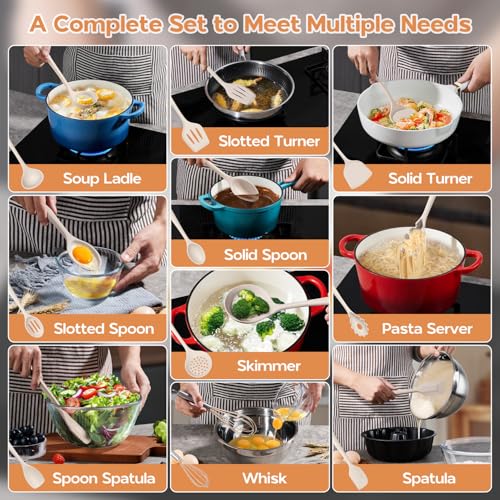 Silicone Cooking Utensils Set (Khaki)