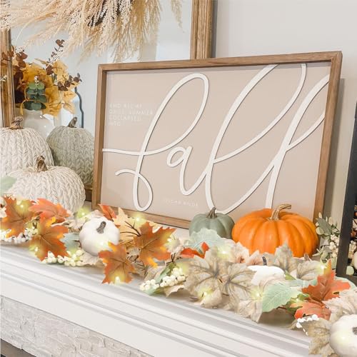 Neutral Fall Garland for Mantle Fireplace (9FT)