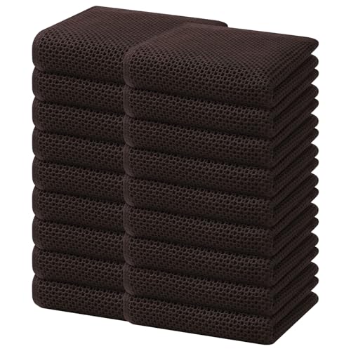 100% Cotton Waffle Weave Kitchen Dish Towels 18 (Dark Brown / 13 X 28 - 18 Pack)