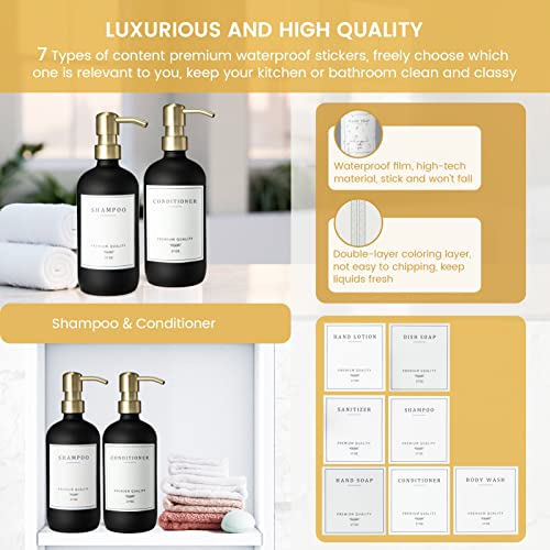 Glass Soap Dispenser for Kitchen (Black Bottle + Gold Pump + Black Pump)