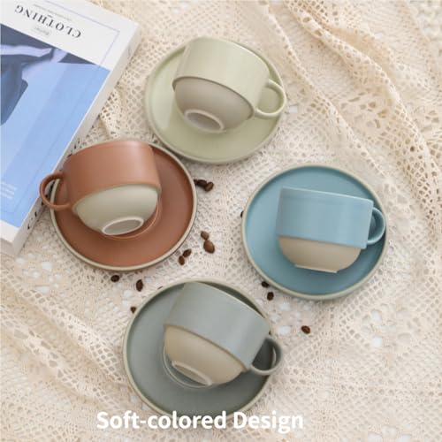 Little minimalist ceramic pottery tea cup with saucer (Matte Gray)