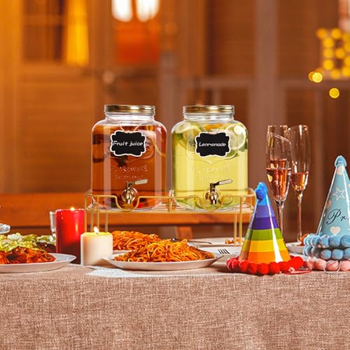 1.6 gallon Glass Beverage Dispenser with Stand (Golden)
