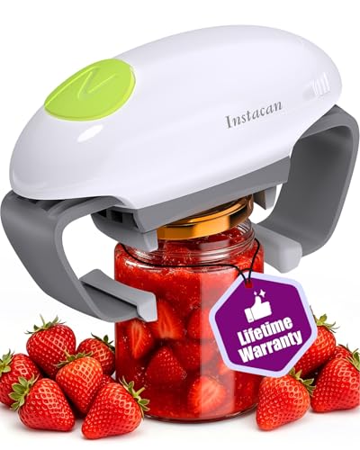 Higher Torque and One Touch Electric Jar Opener Easy Remove Almost Size Lid with Auto (White)