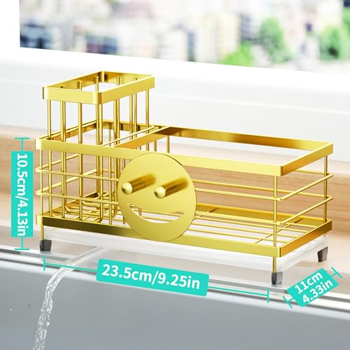 Sink Caddy Sponge Holder (Gold / with Smiley Face Sponge Holder（single）)