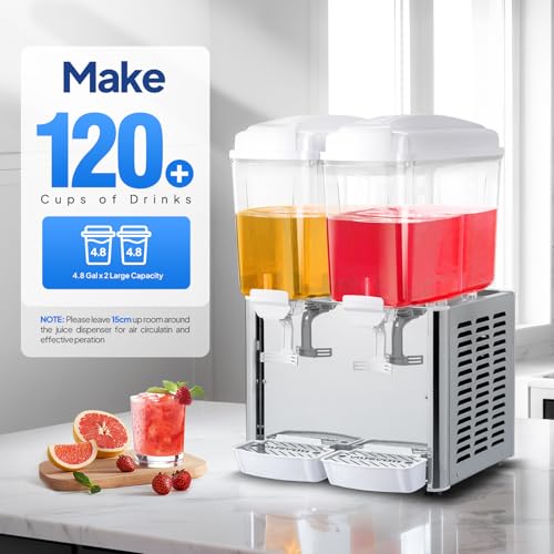 9.6 Gallon 36L Commercial Beverage Dispenser Drink Dispenser (4.8 Gallon x 2)