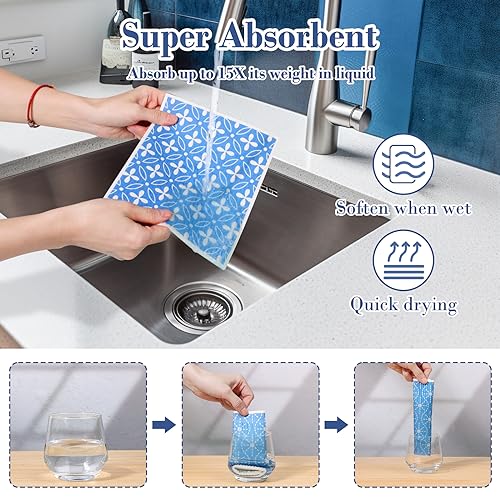 8 Pack Swedish Dishcloths for Kitchen (8 Pack-persian Pattern)
