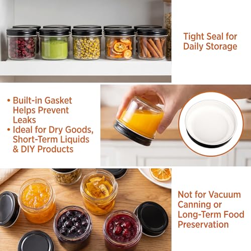 4oz Mini Mason Jars (4oz - Black Lid)