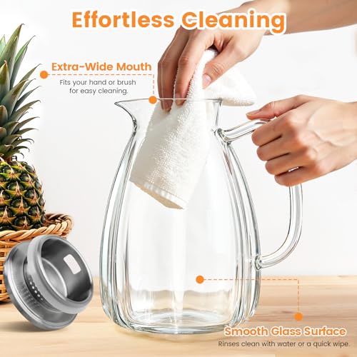 Glass Pitcher with Lid and Handle