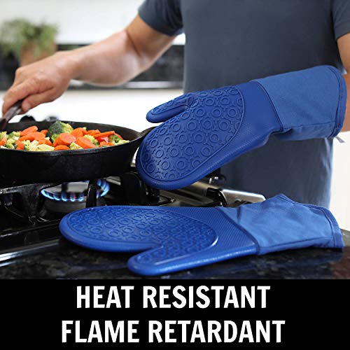 BPA Free Soft Silicone 4 Piece Oven Mitts & Trivets Set (Blue / 4-Piece Oven Mitts & Trivets Set)