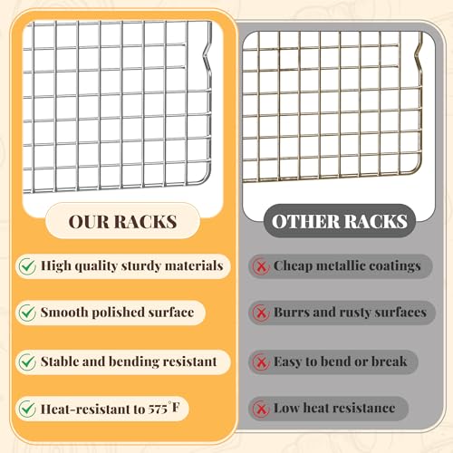2 PCS Grid Wire Baking Cooling Racks (10“ x 16”-2 Pack / Silver)