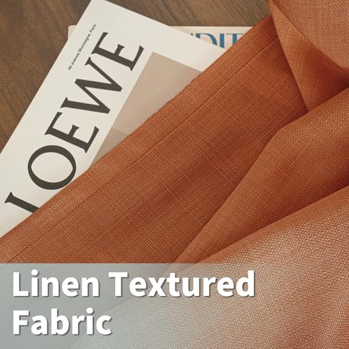 95 Inch Long Terracotta Linen Sheer Curtains for Living Room 2 Panels (52"W x 95"L (Pack of 2) / Silver Grommet-terracotta)