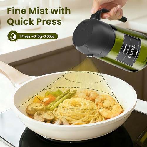 Oliver Oil Sprayer Dispenser for Cooking Bottle 16oz Green Glass 2pcs Black (Green Bottles-2 Black)