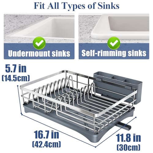 Dish Drying Rack for Kitchen Counter (Silver / Countertop)