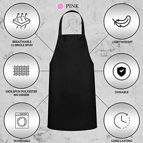 2 Pack Chef Apron with Pockets (Pink)