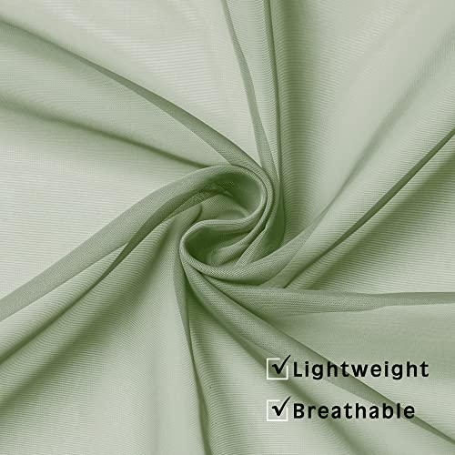 Sage Sheer Kitchen Valance for Windows Set of 2 (Sage Green / 42"W x 14"L (Pack of 2))