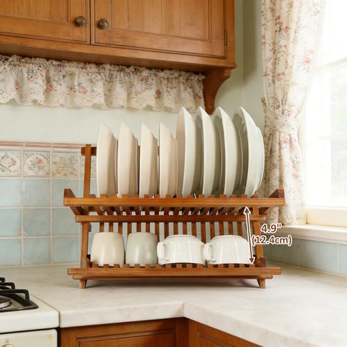 Teak Wood Dish Drying Rack (2 Tier-Compact)