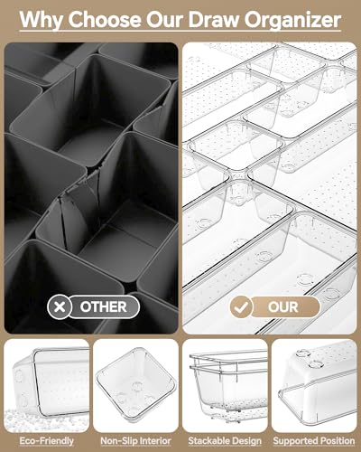 25 PCS Plastic Drawer Organizers Set (Clear)