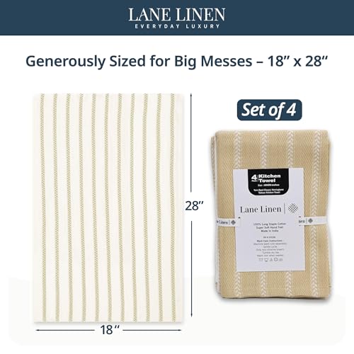 Hand Towels for Kitchen 100% Cotton Absorbent 4 Pack (18"x28" - 4 Pack / 14: Beige Herringbone)
