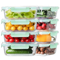 8 Pack 36oz Large Glass Meal Prep Containers with Leak Proof Snap (Light Blue / 8 Pack 36oz)