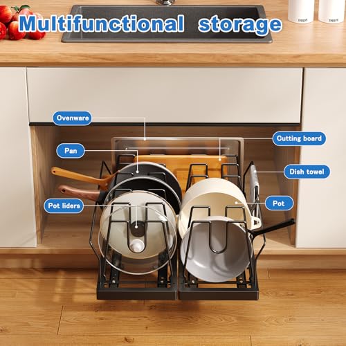 Pots and Pans Organizer Under Cabinet (Black)