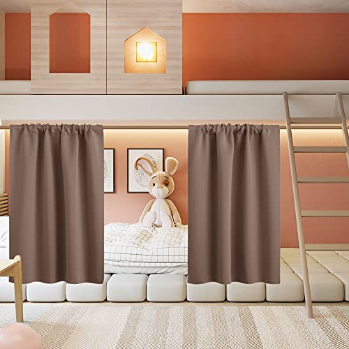 Basement Bathroom Kitchen Cafe Blackout Privacy Window Curtains (Mocha / 34"W x 30"L (Pack of 2))