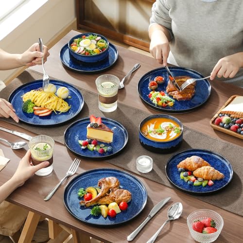 Starry Plates and Bowls Sets for 8 (24 Pieces(service for 8) / Blue)