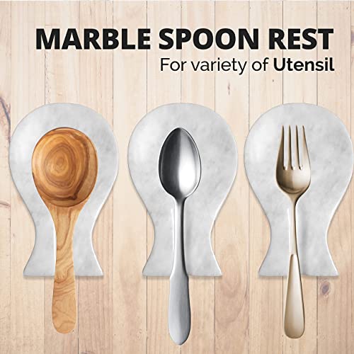 Luxury Handmade Cloudy White Marble Spoon Rest for Kitchen Counter (Cloudy White)