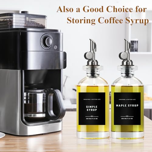 Olive Oil Dispenser Bottle with Bamboo Tray (Black-11.8 fl oz (Set of 2))