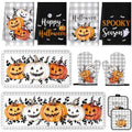 10 Pcs Halloween Kitchen Decor Set Pumpkin Kitchen Rugs (Black, Gray / Halloween Pumpkin)