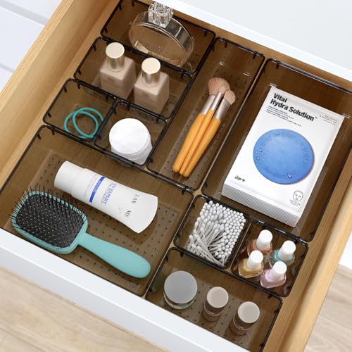 28 PCS Plastic Drawer Organizers Set (Black / 28 PCS)