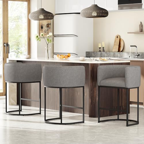 26" H Counter Height Bar Stools Set of 3 (Grey / Set of 3)