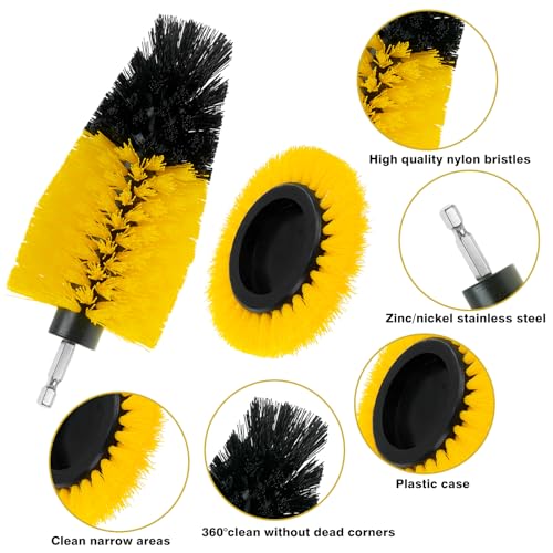 8 Pcs Drill Brush Attachment Set (Yellow)